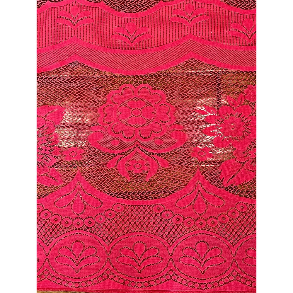 Vintage Red Lace Tablecloth 64x96 Floral Rose Heart Christmas Valentines Day
